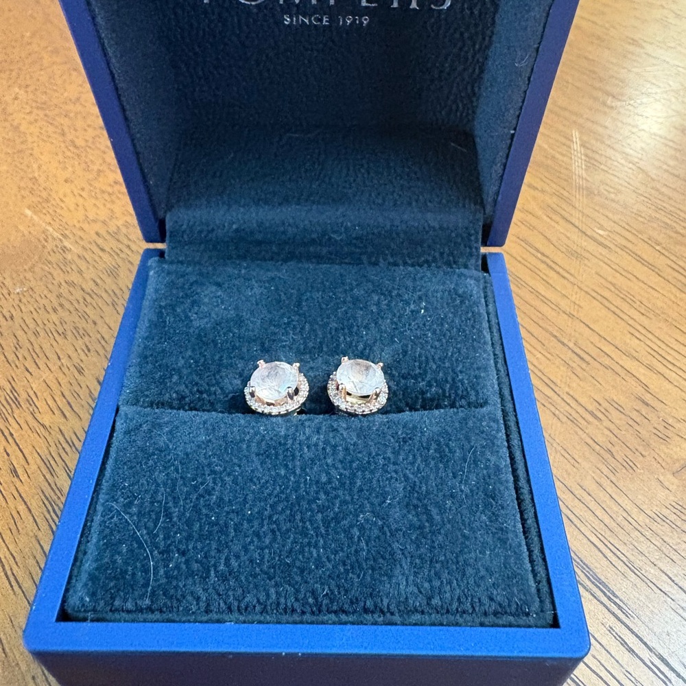 Elegant morganite and diamond gold earrings